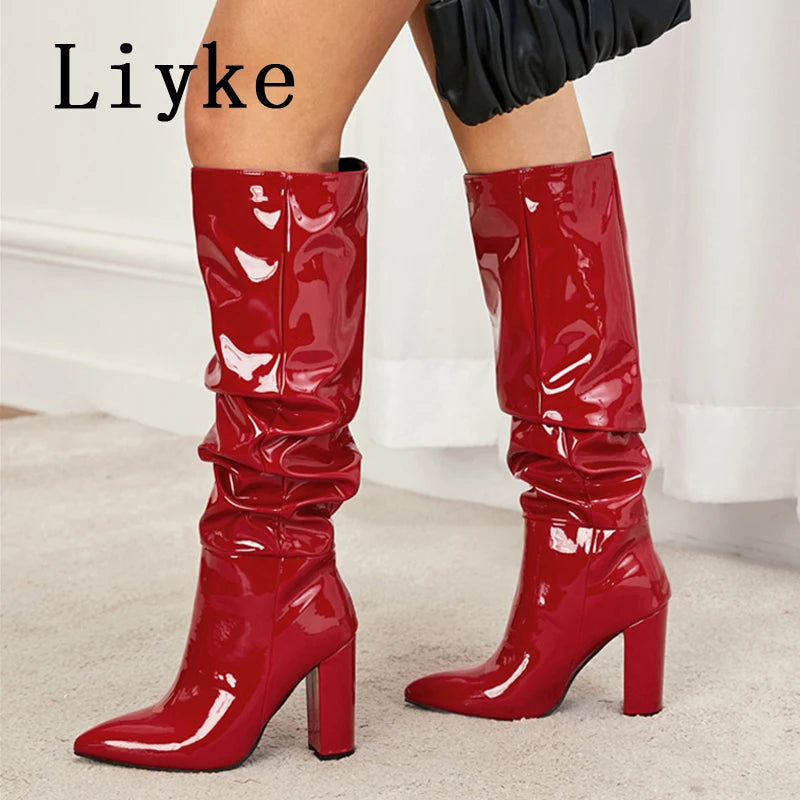 Pleated Point Slip On Boot