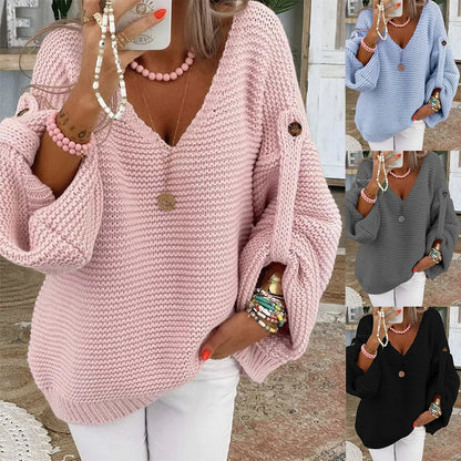 Casual Knitted V Neck Sweater