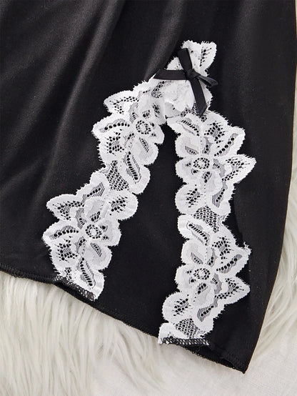 Transparent Lace Patchwork Babydoll