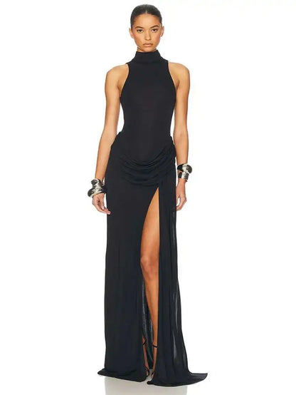Turtleneck Pleated Maxi Dress