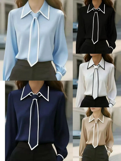 Tie Lapel Design Blouse