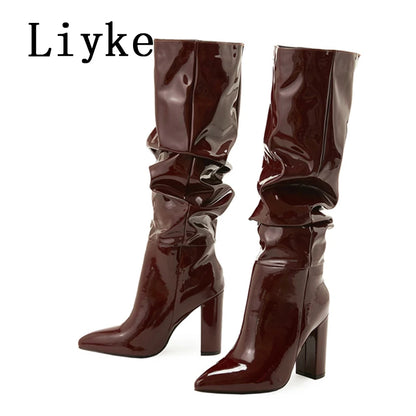 Pleated Point Slip On Boot