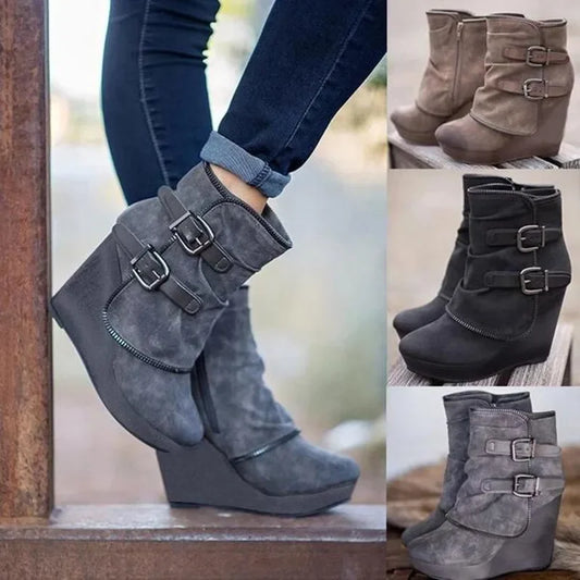Short Suede Wedge Zipper