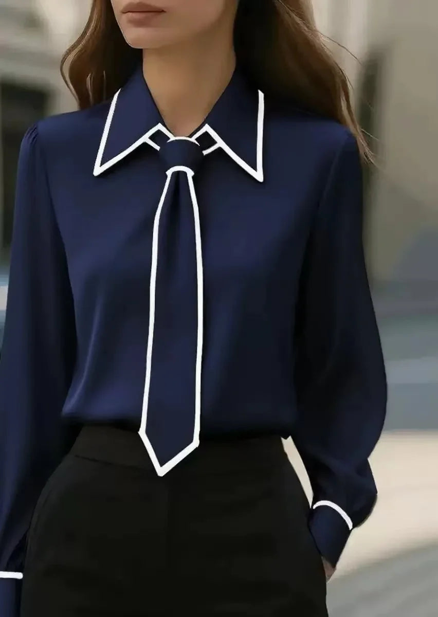 Tie Lapel Design Blouse