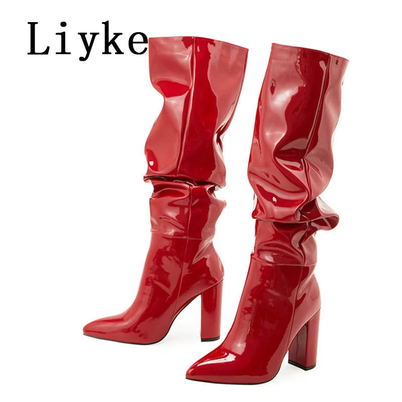 Pleated Point Slip On Boot