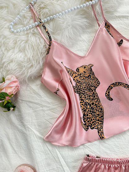 2-Piece Leopard Print Pajama Set