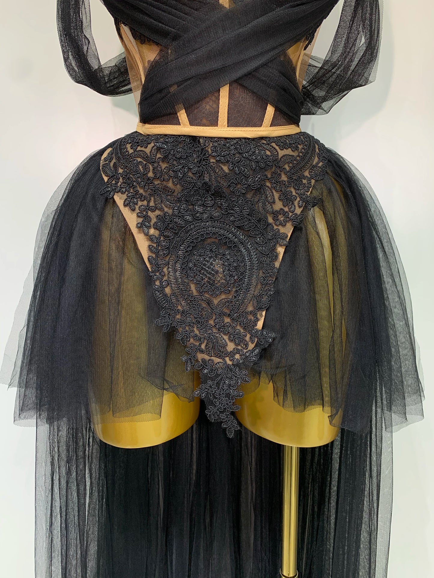 Strapless Mesh Two Piece Set