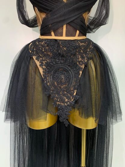 Strapless Mesh Two Piece Set